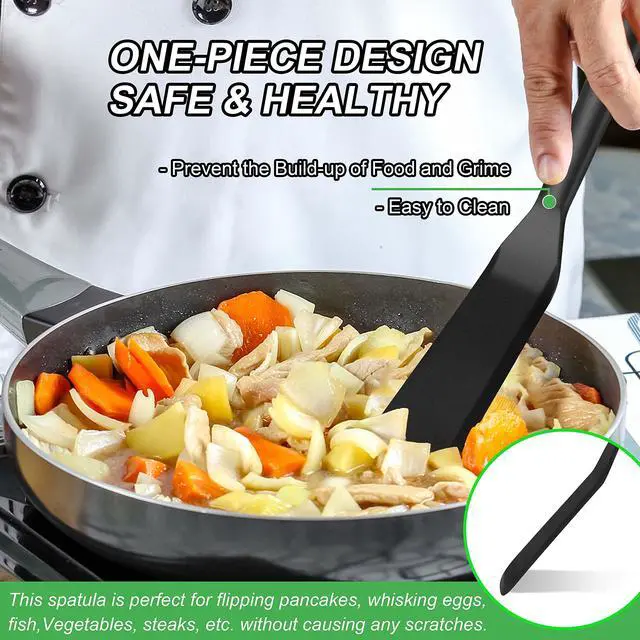Alt view image 4 of 7 - Silicone Thin Spatula Set of 2 - Mini Brownie Serving Spatulas - Non Stick Spurtle Turner for Easy Cooking Eggs, Omelet, Pancake, Burgers, Pizza, Steak, Crepes, Heat Resistant & BPA Free