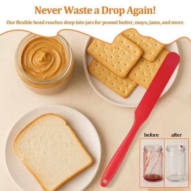 Alt view image 4 of 6 - Silicone Jar Spatula Small Silicone Spatulas Mini Jar Scraper for Peanut Butter, Mayo, Jams Flexible Kitchen & Baking Tools