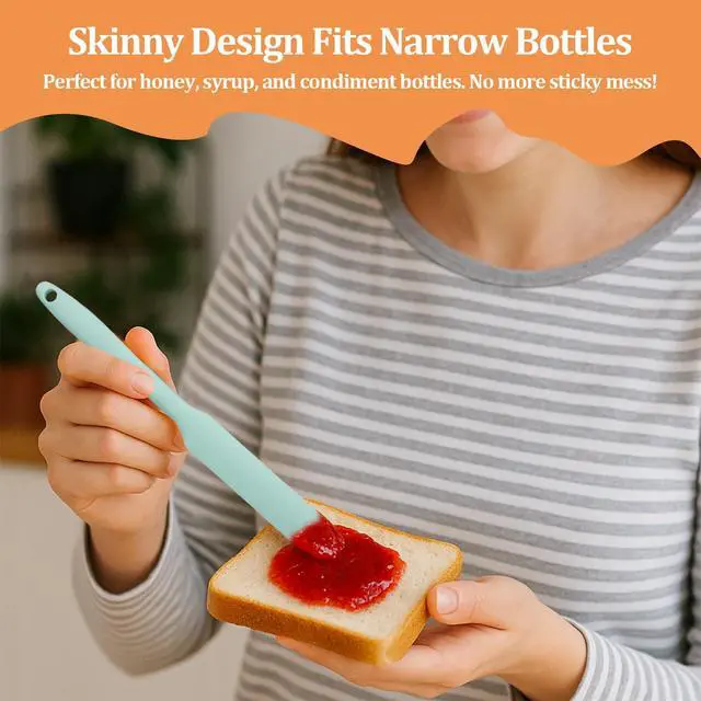 Alt view image 3 of 6 - Silicone Jar Spatula Small Silicone Spatulas Mini Jar Scraper for Peanut Butter, Mayo, Jams Flexible Kitchen & Baking Tools