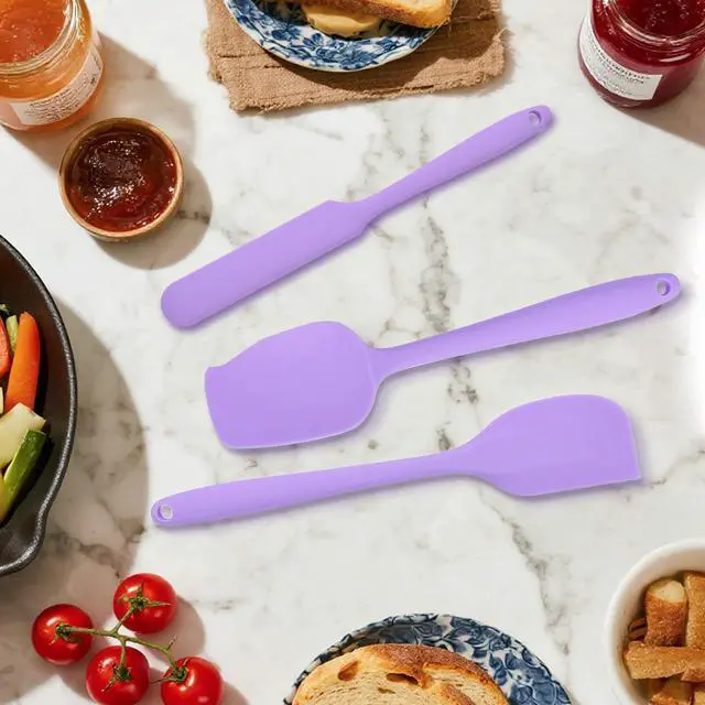 Alt view image 6 of 7 - Spatulas Silicone Heat Resistant, Rubber Spatula Food Grade, Handle with Ergonomic Grip Kitchen Utensils Set,Nonstick Silicona Cooking Utensils Set for Cooking and Mixing 3Pacs Purple