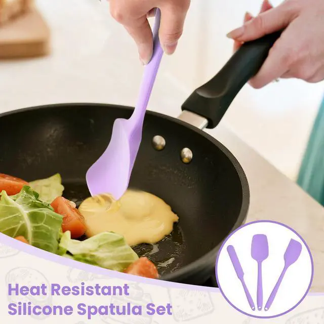 Alt view image 5 of 7 - Spatulas Silicone Heat Resistant, Rubber Spatula Food Grade, Handle with Ergonomic Grip Kitchen Utensils Set,Nonstick Silicona Cooking Utensils Set for Cooking and Mixing 3Pacs Purple