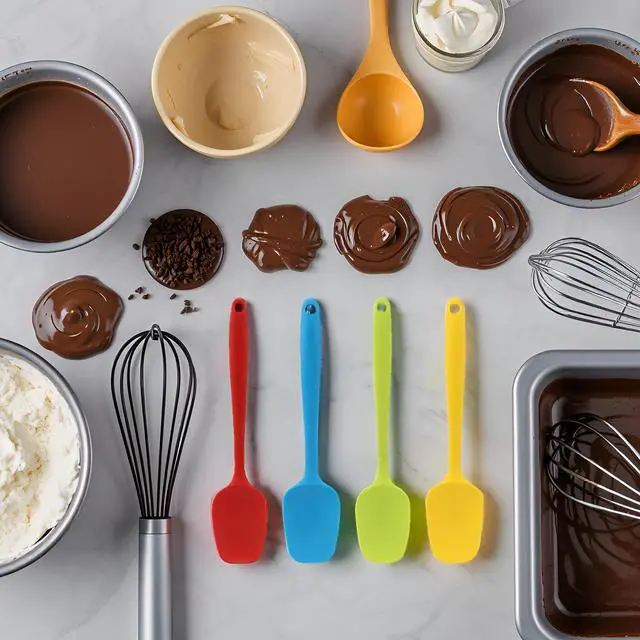 Alt view image 4 of 7 - Silicone Spatula Set of 4, Small 8 inch Non-stick Rubber Spoon Spatulas, One Piece Design Flexible Silicone Spoon for Baking Cooking Mixing, Dishwasher Safe