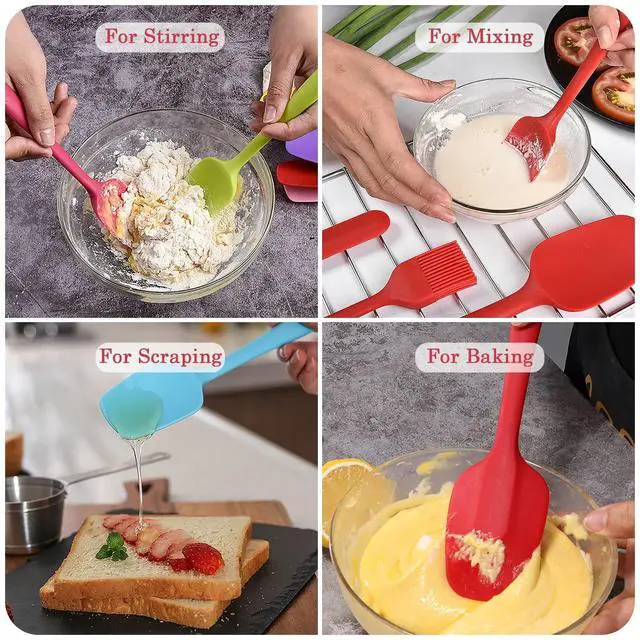 Alt view image 6 of 7 - Silicone Spatula Set of 4, Small 8 inch Non-stick Rubber Spoon Spatulas, One Piece Design Flexible Silicone Spoon for Baking Cooking Mixing, Dishwasher Safe