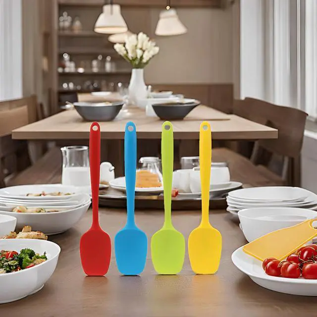 Alt view image 5 of 7 - Silicone Spatula Set of 4, Small 8 inch Non-stick Rubber Spoon Spatulas, One Piece Design Flexible Silicone Spoon for Baking Cooking Mixing, Dishwasher Safe