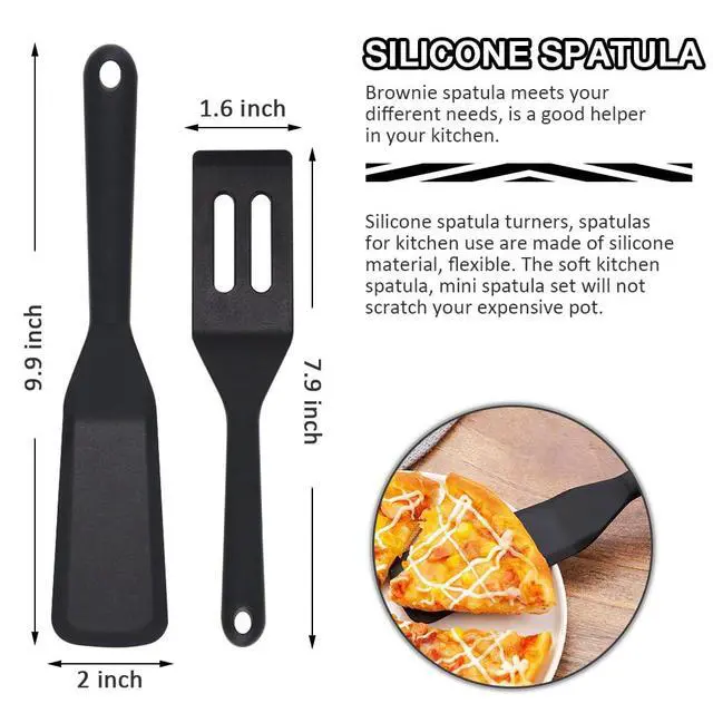 Alt view image 2 of 6 - Silicone Mini Spatula 4PCS, Small Size Silicone Turner Easy to Clean, Brownie Spatulas, Mini Turners for Kitchen Use, Small Spatula for Fish, Steak, Fried Rice