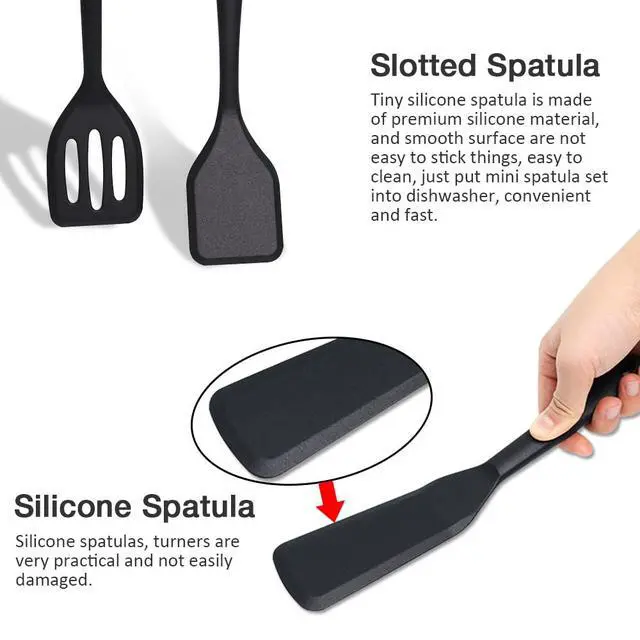 Alt view image 4 of 6 - Silicone Mini Spatula 4PCS, Small Size Silicone Turner Easy to Clean, Brownie Spatulas, Mini Turners for Kitchen Use, Small Spatula for Fish, Steak, Fried Rice