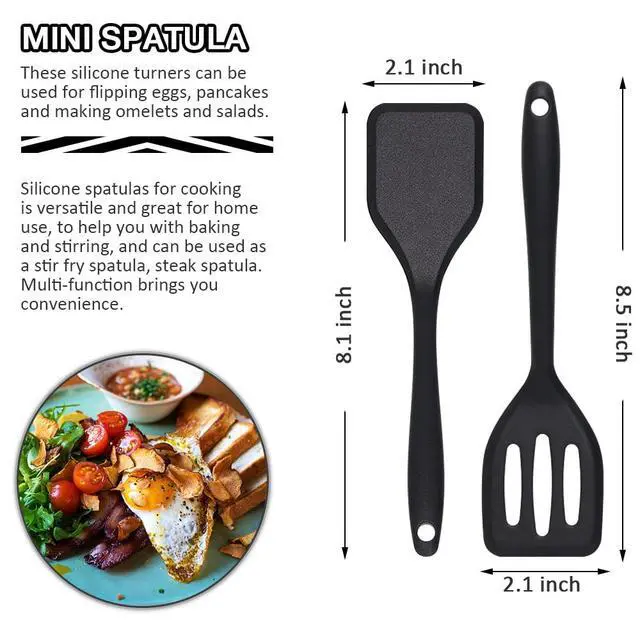 Alt view image 3 of 6 - Silicone Mini Spatula 4PCS, Small Size Silicone Turner Easy to Clean, Brownie Spatulas, Mini Turners for Kitchen Use, Small Spatula for Fish, Steak, Fried Rice