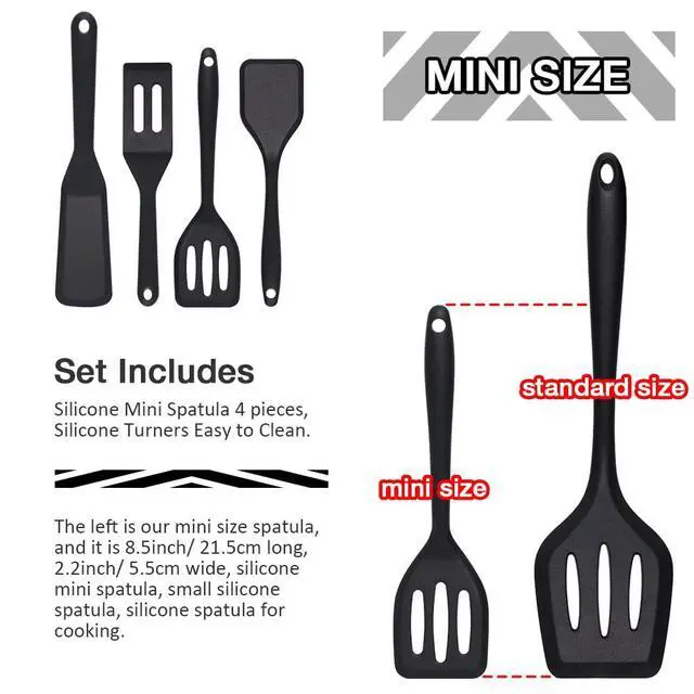 Alt view image 5 of 6 - Silicone Mini Spatula 4PCS, Small Size Silicone Turner Easy to Clean, Brownie Spatulas, Mini Turners for Kitchen Use, Small Spatula for Fish, Steak, Fried Rice