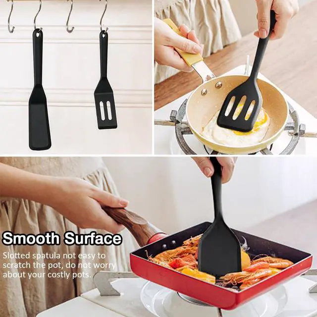 Alt view image 6 of 6 - Silicone Mini Spatula 4PCS, Small Size Silicone Turner Easy to Clean, Brownie Spatulas, Mini Turners for Kitchen Use, Small Spatula for Fish, Steak, Fried Rice