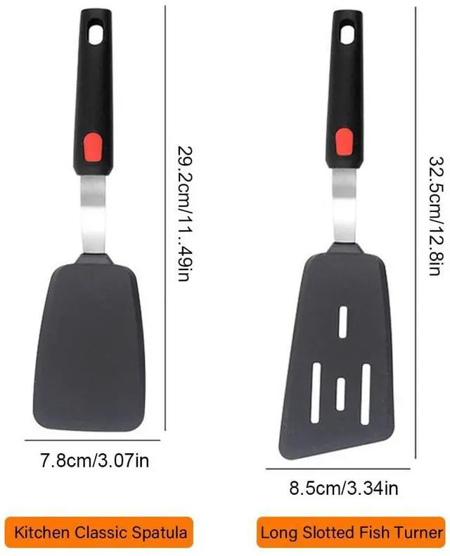 Alt view image 7 of 7 - Silicone Spatula Turner Set of 2, 600°F Heat Resistant Cooking Spatulas for Nonstick Cookware, Kitchen Utensils Use Spatula Flippers Rubber Fish Spatulas Set for Egg, Cookie, Pancake, Fish, Burger