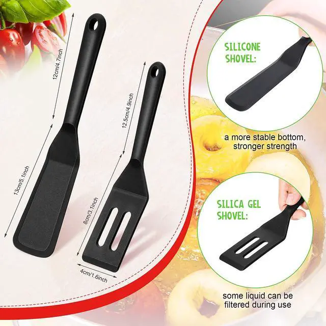 Alt view image 2 of 6 - Pcs Mini Silicone Spatula Set Slotted Square Turner Kitchen Utensils