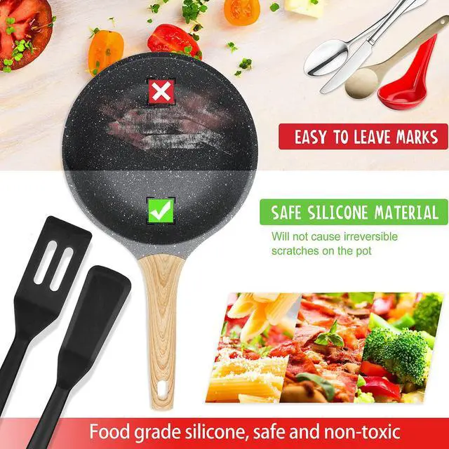 Alt view image 3 of 6 - Pcs Mini Silicone Spatula Set Slotted Square Turner Kitchen Utensils
