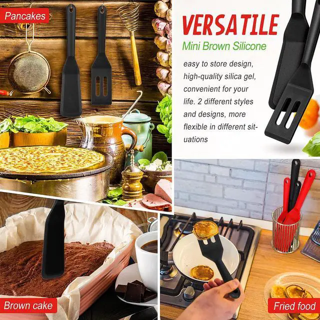 Alt view image 4 of 6 - Pcs Mini Silicone Spatula Set Slotted Square Turner Kitchen Utensils