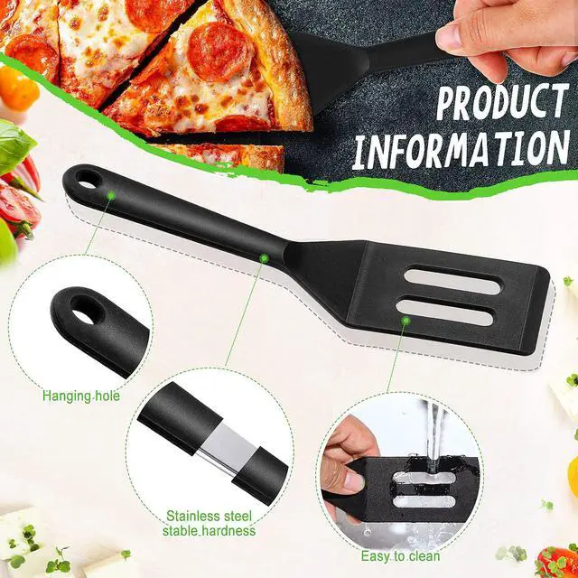 Alt view image 6 of 6 - Pcs Mini Silicone Spatula Set Slotted Square Turner Kitchen Utensils