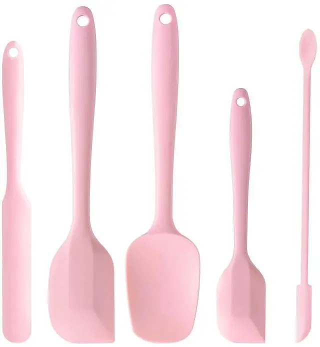Main image of Piece Pink Silicone Spatula Set, Heat Resistant Rubber Spatulas Set, Silicone Kitchen Utensils Set Dishwasher Safe for Nonstick Cookware Baking Cooking