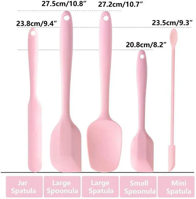 Alt view image 2 of 6 - Piece Pink Silicone Spatula Set, Heat Resistant Rubber Spatulas Set, Silicone Kitchen Utensils Set Dishwasher Safe for Nonstick Cookware Baking Cooking