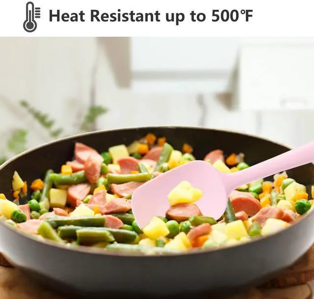 Alt view image 3 of 6 - Piece Pink Silicone Spatula Set, Heat Resistant Rubber Spatulas Set, Silicone Kitchen Utensils Set Dishwasher Safe for Nonstick Cookware Baking Cooking