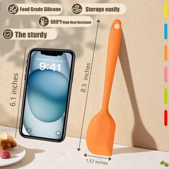 Alt view image 3 of 7 - 8 Pieces Silicone Spatulas,8.5 inch Non-stick with Stainless Steel Core,Heat Resistant-500, Food Grade Dishwasher Safe, for Mixing,Cooking,Baking (Mixed color)