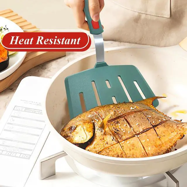 Alt view image 6 of 7 - Silicone Spatula Turner, Heat Resistant Pancake Spatulas for Nonstick Cookware Pan, Wide Slotted Omelette Egg Spatula Fish Spatula Cooking Spatula for Kitchen Use Thin Flexible Spatula Dishwasher Safe
