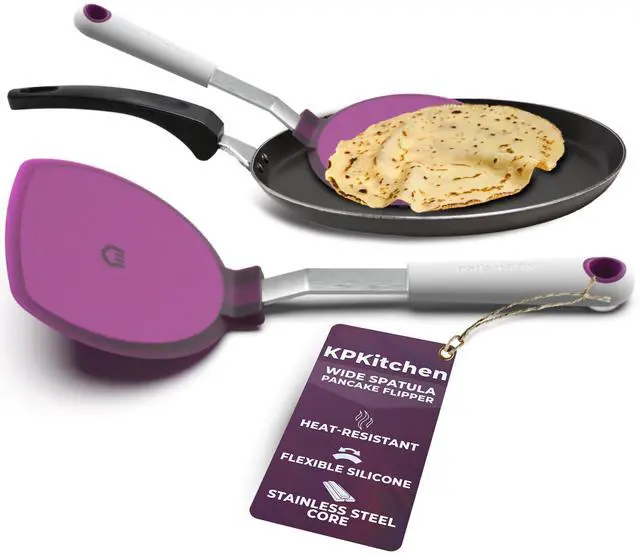 Main image of Wide Pancake Spatula Flipper - Heat Resistant Extra Large Silicone Turner for Non-Stick Cookware & Griddle - Perfect for Crepes & Eggs - Ideal Big Baking Tool for Women Who Love to Bake by