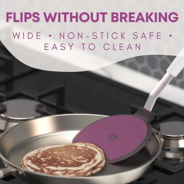 Alt view image 3 of 7 - Wide Pancake Spatula Flipper - Heat Resistant Extra Large Silicone Turner for Non-Stick Cookware & Griddle - Perfect for Crepes & Eggs - Ideal Big Baking Tool for Women Who Love to Bake by