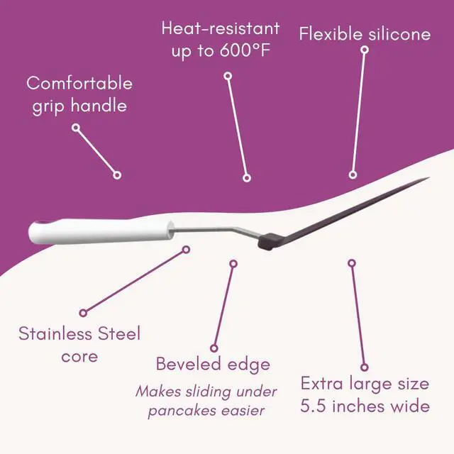 Alt view image 4 of 7 - Wide Pancake Spatula Flipper - Heat Resistant Extra Large Silicone Turner for Non-Stick Cookware & Griddle - Perfect for Crepes & Eggs - Ideal Big Baking Tool for Women Who Love to Bake by
