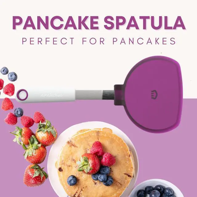 Alt view image 2 of 7 - Wide Pancake Spatula Flipper - Heat Resistant Extra Large Silicone Turner for Non-Stick Cookware & Griddle - Perfect for Crepes & Eggs - Ideal Big Baking Tool for Women Who Love to Bake by