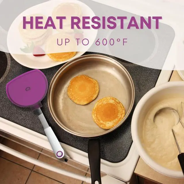 Alt view image 7 of 7 - Wide Pancake Spatula Flipper - Heat Resistant Extra Large Silicone Turner for Non-Stick Cookware & Griddle - Perfect for Crepes & Eggs - Ideal Big Baking Tool for Women Who Love to Bake by