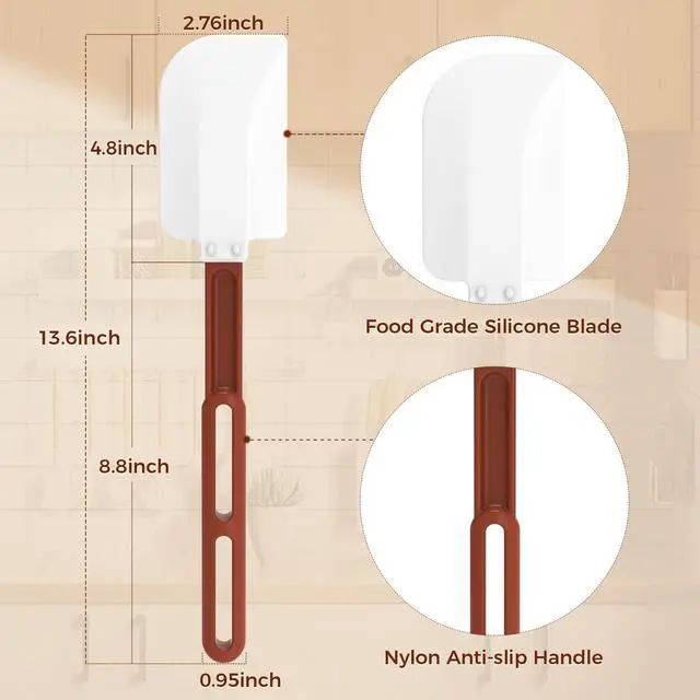 Alt view image 2 of 7 - Commercial Spatula 500°F Heat-Resistant Heavy Duty Spatula Non-Stick Scraper, Ideal for Baking/Cooking/Mixing, Commercial Dishwasher Safe, Set of 2