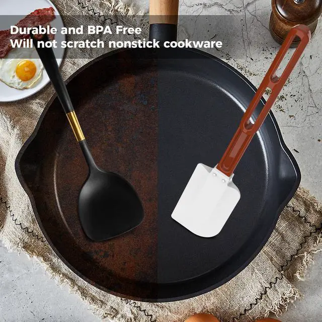 Alt view image 6 of 7 - Commercial Spatula 500°F Heat-Resistant Heavy Duty Spatula Non-Stick Scraper, Ideal for Baking/Cooking/Mixing, Commercial Dishwasher Safe, Set of 2