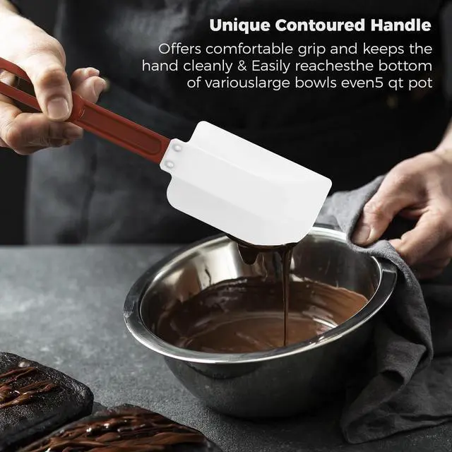 Alt view image 4 of 7 - Commercial Spatula 500°F Heat-Resistant Heavy Duty Spatula Non-Stick Scraper, Ideal for Baking/Cooking/Mixing, Commercial Dishwasher Safe, Set of 2