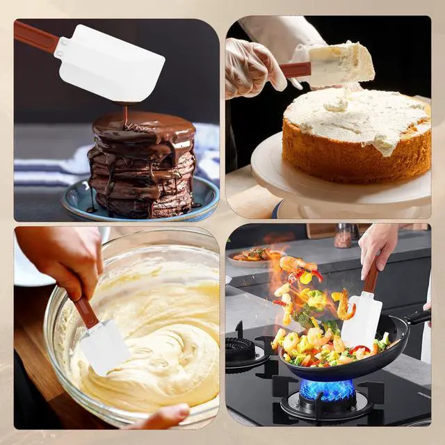 Alt view image 7 of 7 - Commercial Spatula 500°F Heat-Resistant Heavy Duty Spatula Non-Stick Scraper, Ideal for Baking/Cooking/Mixing, Commercial Dishwasher Safe, Set of 2