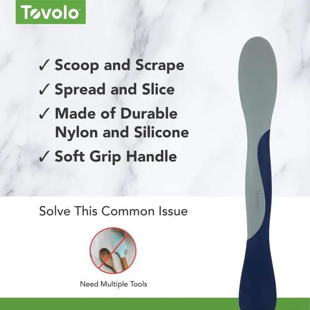 Alt view image 3 of 6 - Mini Scoop and Spread Tool for Kitchen Meal Prep Small Sandwich Spreader Spatula for Peanut Butter Jelly, Silicone BPA Free Dishwasher Safe Scooper Spreader, Deep Indigo and Oyster Gray