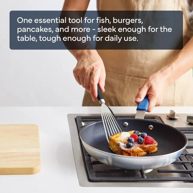 Alt view image 2 of 7 - Fish Silicone Spatula - Slotted Turner for Cooking - Perfect for Frying - Heat Resistant - Dishwasher Safe -1mm Thick Flexible Flipper - Soft Silicone Grip Handle for Easy Use