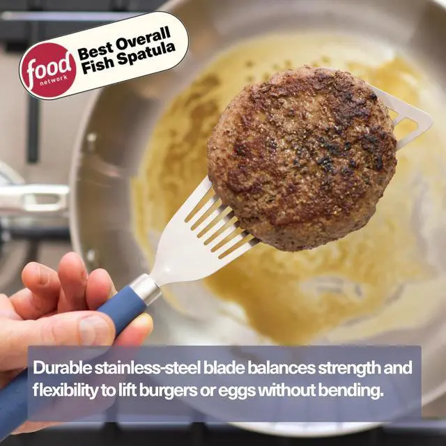 Alt view image 5 of 7 - Fish Silicone Spatula - Slotted Turner for Cooking - Perfect for Frying - Heat Resistant - Dishwasher Safe -1mm Thick Flexible Flipper - Soft Silicone Grip Handle for Easy Use