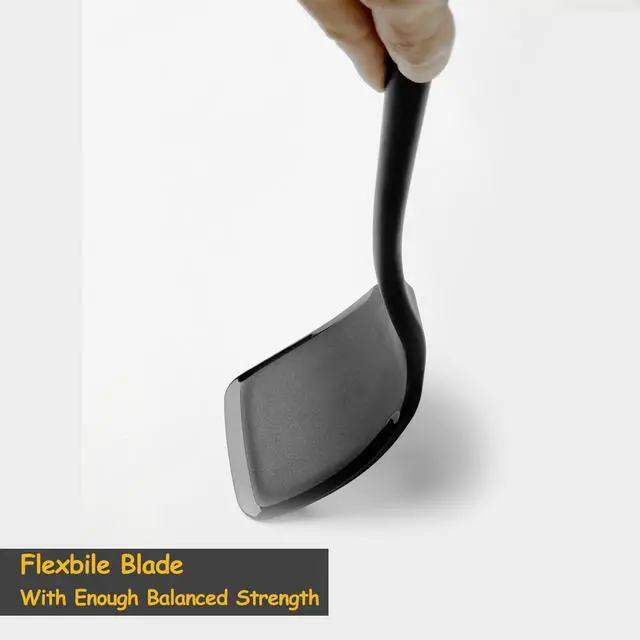 Alt view image 4 of 7 - Silicone Spatula Set, 600°F Heat Resistant Silicone Spatula Turner Flipper for Cooking, Non Stick and Non Scratch Kitchen Utensils for Eggs, Burgers, Crepes, 2-Pack Solid Spatulas Set, Black