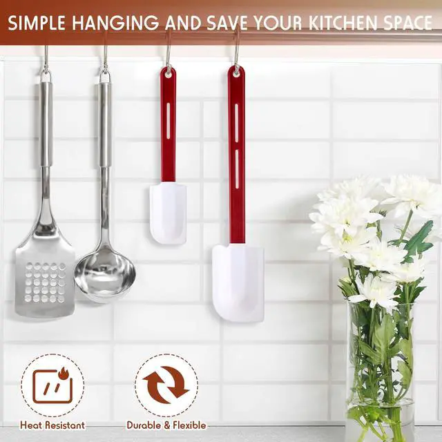 Alt view image 3 of 7 - Pcs High Temp Silicone Spatulas Heat Resistant Rubber Spatula Commercial Silicone Scraper with Handle for Kitchen Cook Baking Mixing Utensil, Dishwasher Safe (10 Inch,14 Inch)