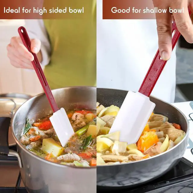 Alt view image 5 of 7 - Pcs High Temp Silicone Spatulas Heat Resistant Rubber Spatula Commercial Silicone Scraper with Handle for Kitchen Cook Baking Mixing Utensil, Dishwasher Safe (10 Inch,14 Inch)