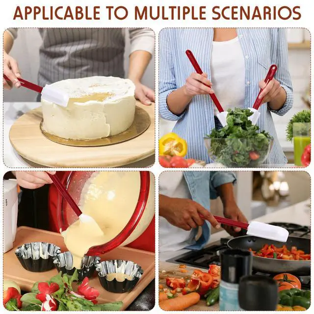 Alt view image 7 of 7 - Pcs High Temp Silicone Spatulas Heat Resistant Rubber Spatula Commercial Silicone Scraper with Handle for Kitchen Cook Baking Mixing Utensil, Dishwasher Safe (10 Inch,14 Inch)