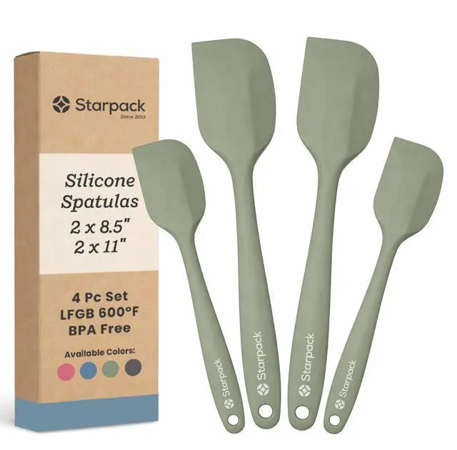 Main image of LFGB Non Toxic, 600°F Heat Resistant, BPA-Free, One-Piece Kitchen Baking Spatulas - Dishwasher Safe for Nonstick Cookware Sage Green