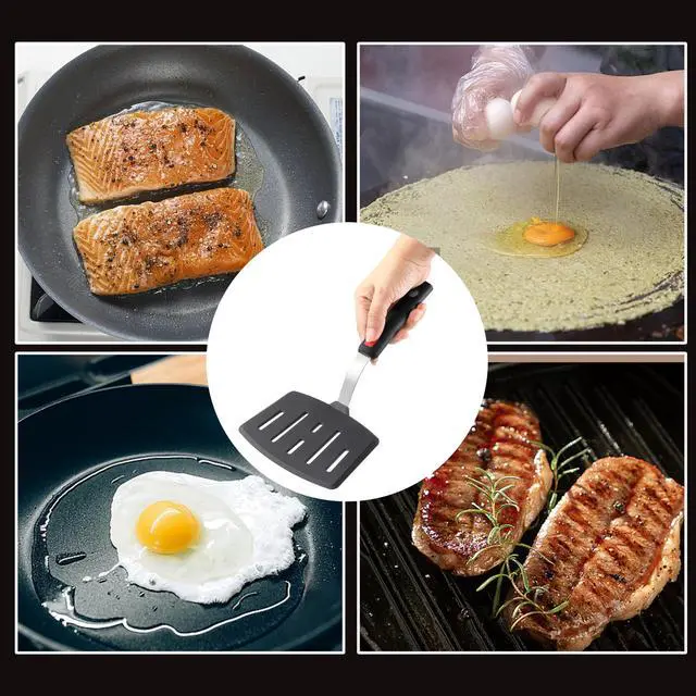 Alt view image 4 of 7 - Silicone Wide Spatula, Slotted Turner for Cooking or Baking, Large Pancake Spatula for Egg, Fish, Steak, Flipping and Wok Use, Dishwasher Safe