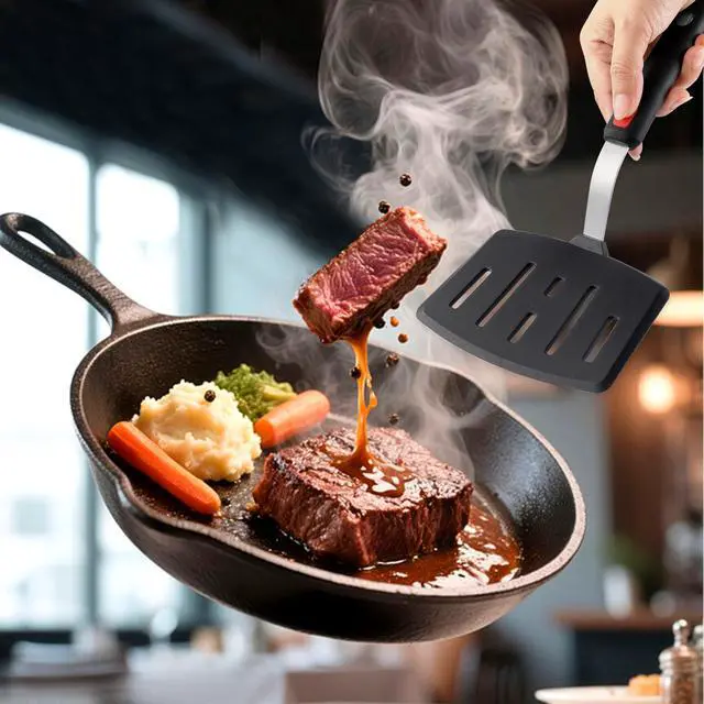 Alt view image 6 of 7 - Silicone Wide Spatula, Slotted Turner for Cooking or Baking, Large Pancake Spatula for Egg, Fish, Steak, Flipping and Wok Use, Dishwasher Safe