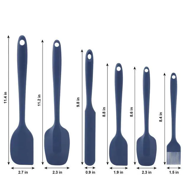Alt view image 6 of 7 - Silicone Spatulas Set, Rubber Spoon Spatula Heat Resistant Spoonula One Piece Design Seamless Spatula Non-Stick Scrapers Baking Mixing Tool (Dark Blue)