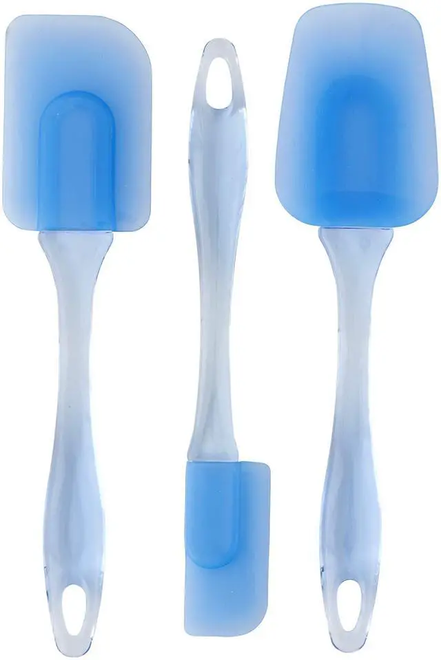 Main image of Easy Flex Silicone Spatula Set - Your Versatile Tools for Mixing, Folding, Scraping, Cooking, Frosting and Serving, Blue, 3-Piece