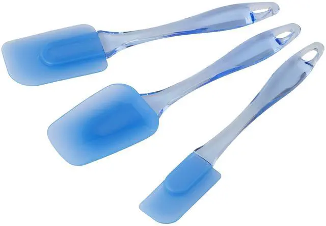Alt view image 2 of 7 - Easy Flex Silicone Spatula Set - Your Versatile Tools for Mixing, Folding, Scraping, Cooking, Frosting and Serving, Blue, 3-Piece