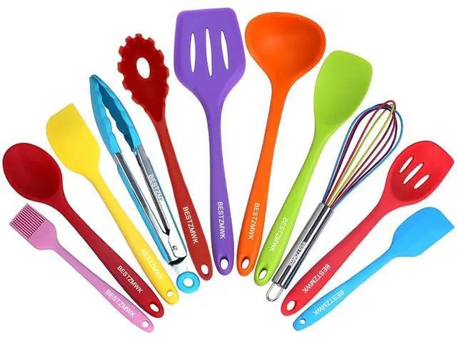 Main image of Kitchen Utensil Set - 11 Cooking Utensils - Colorful Silicone Kitchen Utensils - Nonstick Cookware with Spatula Set - Colored Best Kitchen Tools Kitchen Gadgets(Multi)