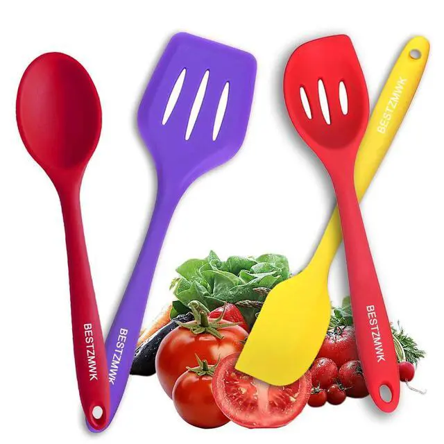 Alt view image 4 of 7 - Kitchen Utensil Set - 11 Cooking Utensils - Colorful Silicone Kitchen Utensils - Nonstick Cookware with Spatula Set - Colored Best Kitchen Tools Kitchen Gadgets(Multi)