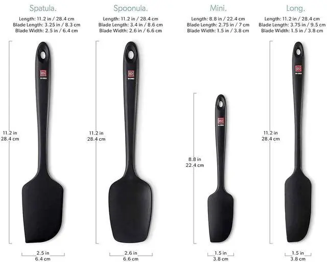 Alt view image 5 of 7 - Silicone Spatula Set - Rubber Kitchen Spatulas for Baking, Cooking, & Mixing - 600°F Heat-Resistant & BPA Free Silicone Scraper Spatulas for Nonstick Cookware - Dishwasher Safe (4pc, Black)