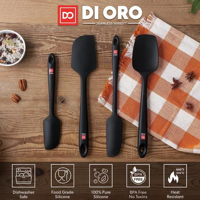 Alt view image 3 of 7 - Silicone Spatula Set - Rubber Kitchen Spatulas for Baking, Cooking, & Mixing - 600°F Heat-Resistant & BPA Free Silicone Scraper Spatulas for Nonstick Cookware - Dishwasher Safe (4pc, Black)