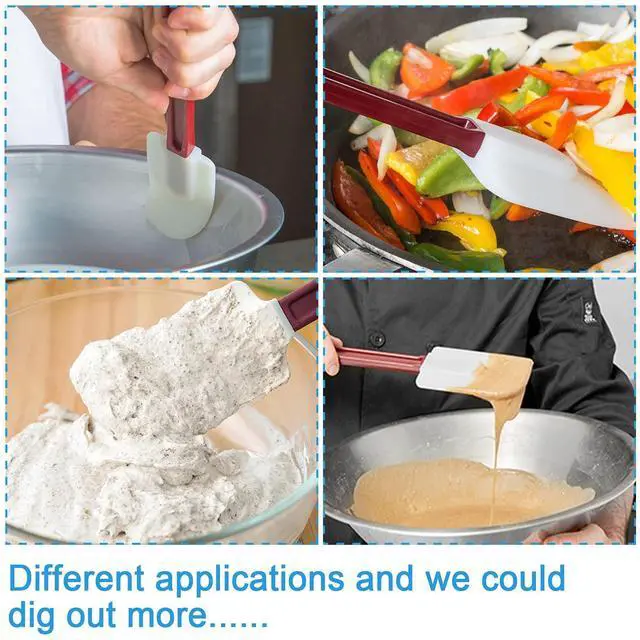 Alt view image 4 of 6 - High Heat Resistant Silicone Scraper Spoon Commercial Spatula for Cooking, Rubber Spatula Set of 2 (9.5'')